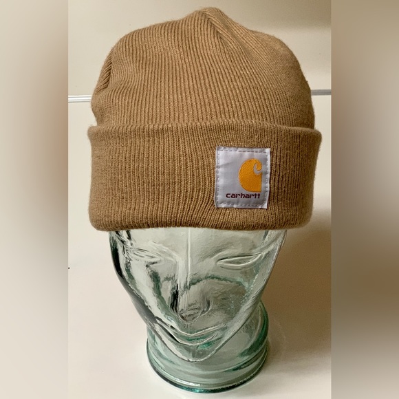Adult Unisex One Size 100% Acrylic Cuffed CARHARTT Watch Cap Beige Tan Beanie - Picture 3 of 9